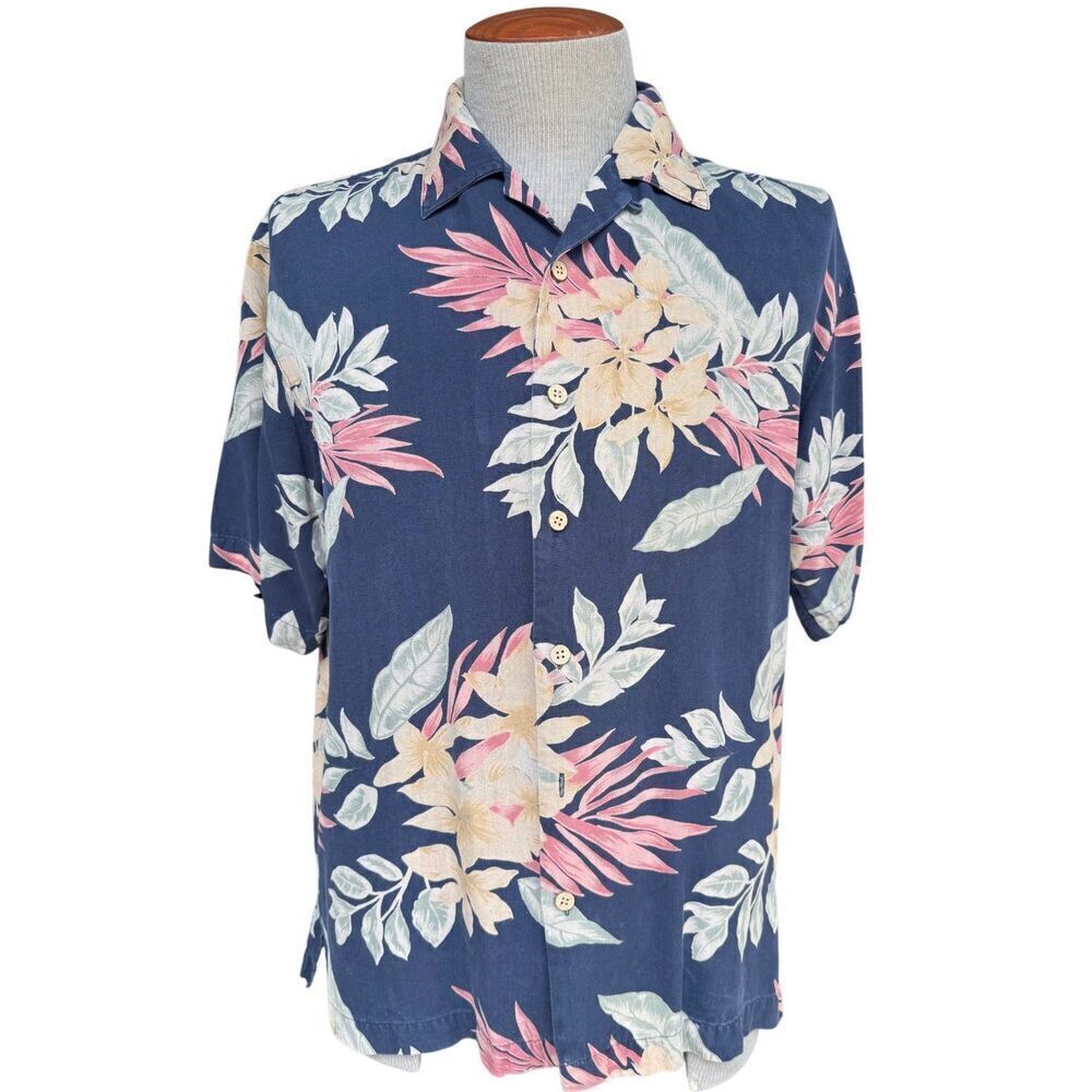 Honolulu Lulu 100% Silk Party Hawaiian Shirt Sz. M Short Sleeve Tropical